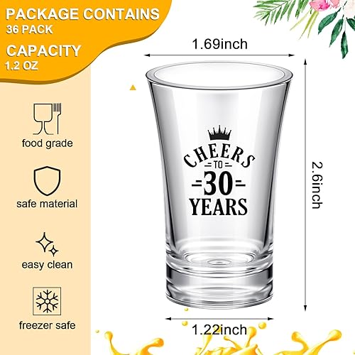 Miniatura 2 de Cunhill Juego de 36 vasos de chupito de acrílico transparente para fiesta de cumpleaños número 30 vasos de chupito de 12 onzas vasos de chupito de