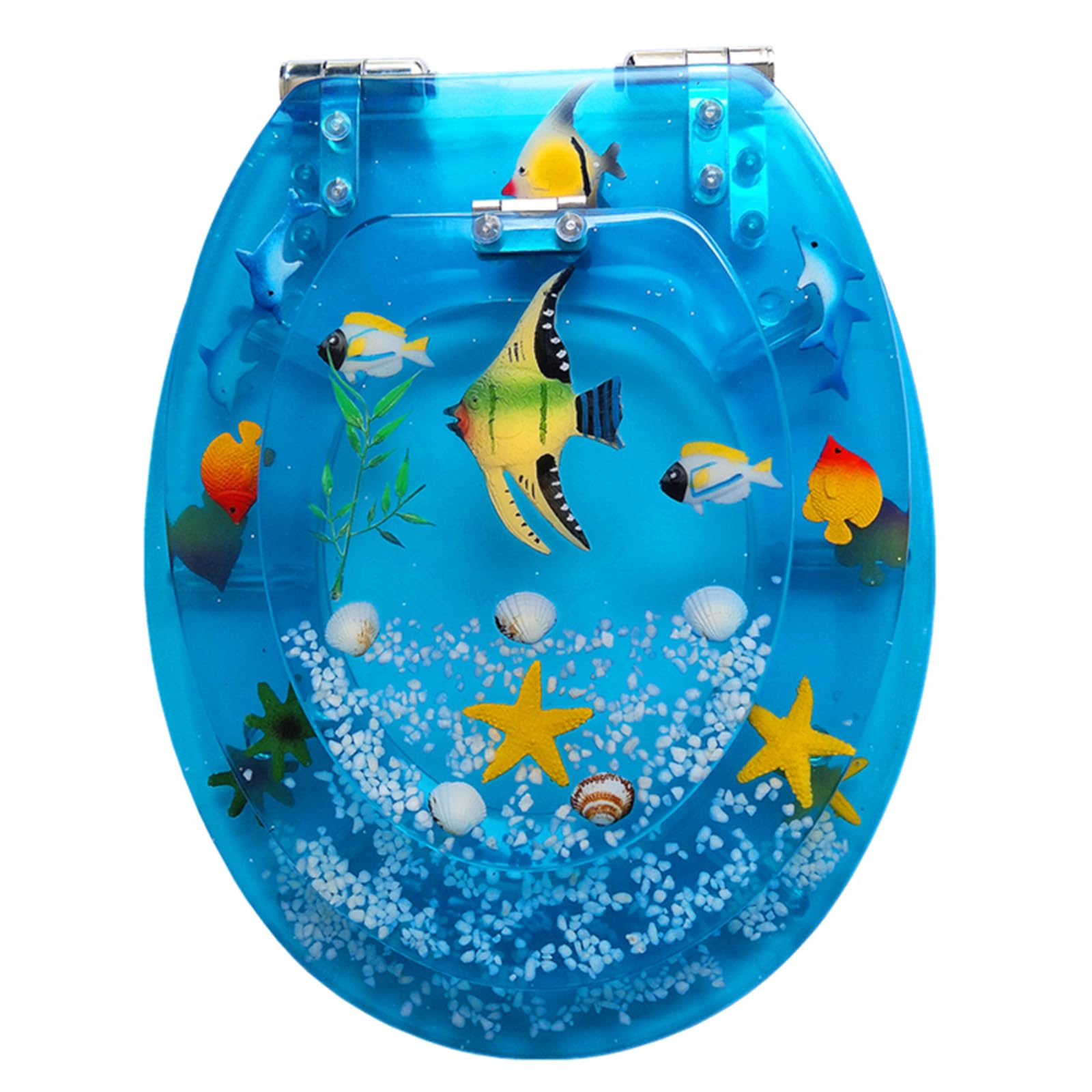 Toilet lid, Elongated Resin Toilet Seat with Alloy Hinges Easy to Install and Clean Thickened Lid(A)