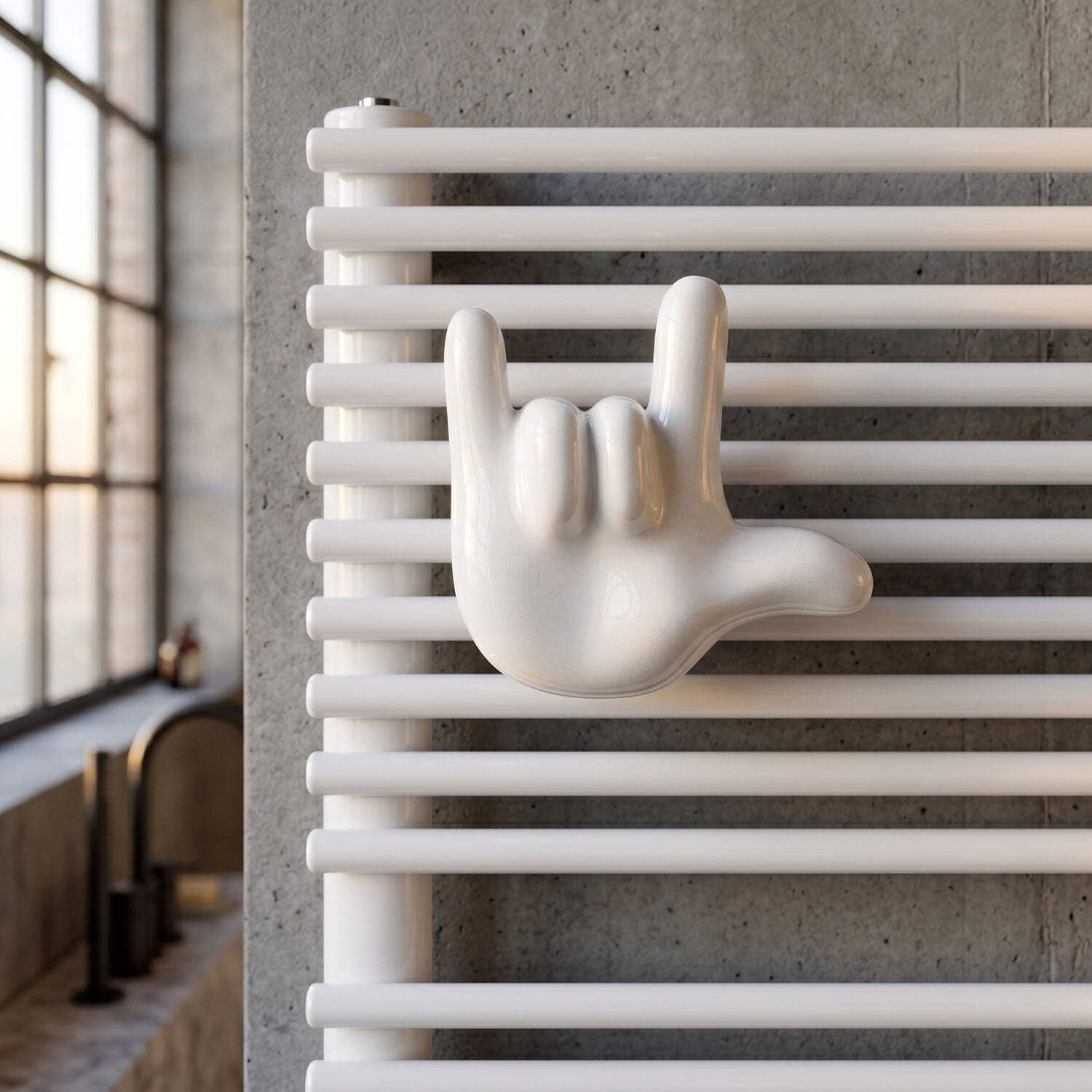 Ti Amo Appendino Bianco in Ceramica per Radiatore e Muro, Portata 10 kg, Prodotto Artigianalmente in Italia