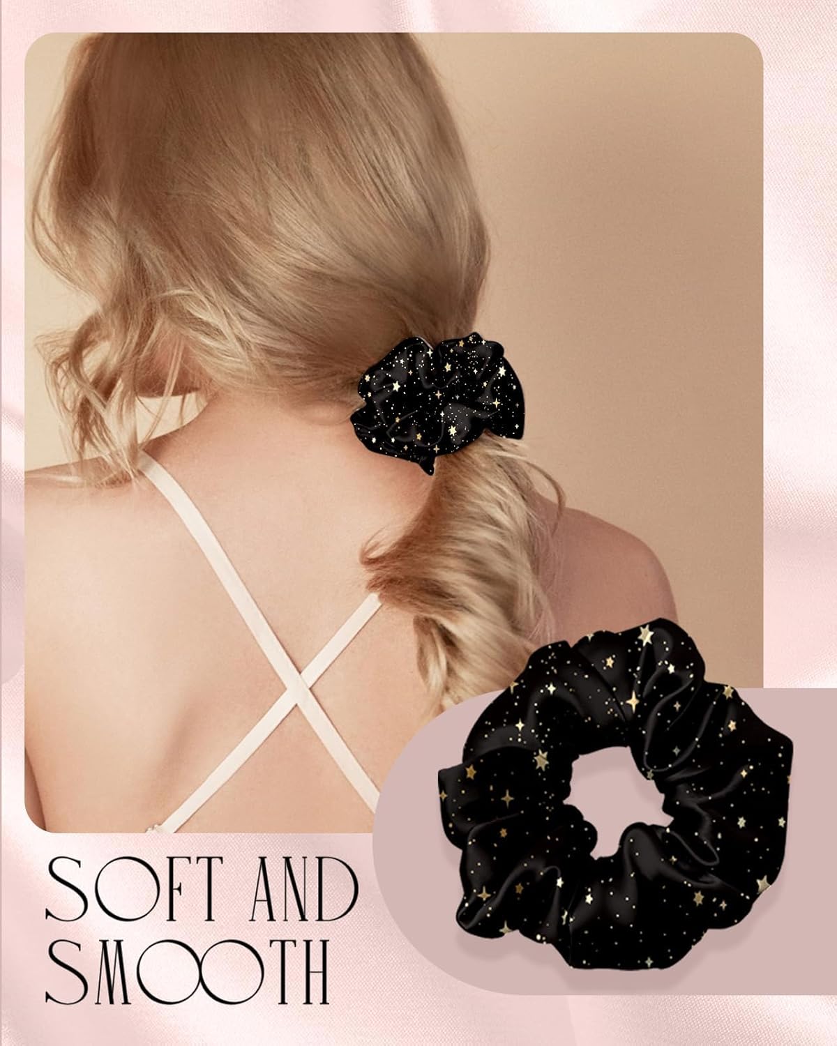 Miss Adola 1Pack Mulberry Silk Pillow Case for Hair and Skin Standard 26"x20" Silk Pillowcase with Eye Mask & Scrunchie Soft Silk Pillowcase Sleeping for Women, Wife, Female - Black Sun Moon