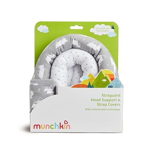 Miniatura 6 de Munchkin Soporte de la cabeza del asiento del coche bebé, bebé y recién nacido, cubiertas de correa de tela, tecnología de iones plateados, montañas