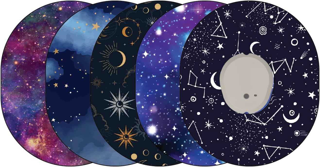 Glucomart Adhesive Patches for Dexcom G7, Dexcom Stelo, and Infusion Sets (5 Count) – Maximum Strength CGM Patches, Waterproof & Hypoallergenic (Galaxy Variety Pack)