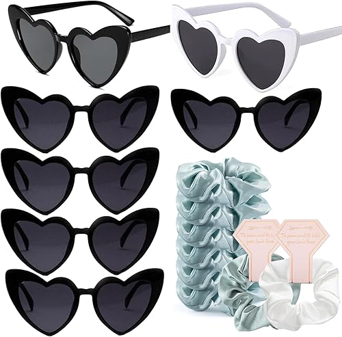 Juego de 14 lentes de sol y coleteros de satén para dama de honor, para boda, natación, fiesta, dama de honor, propuesta de regalo