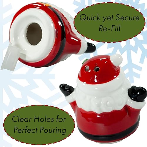 Miniatura 4 de Juego de salero y pimentero navideño de Papá Noel con bota, decoración festiva adorable de cerámica roja para el hogar, característica de mesa