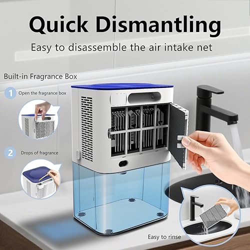 Miniatura 8 de MTOX Deshumidificadores para el hogar, con tanque de agua de 3L105 oz (1000 pies cuadrados), deshumidificador silencioso para dormitorio, sótano,