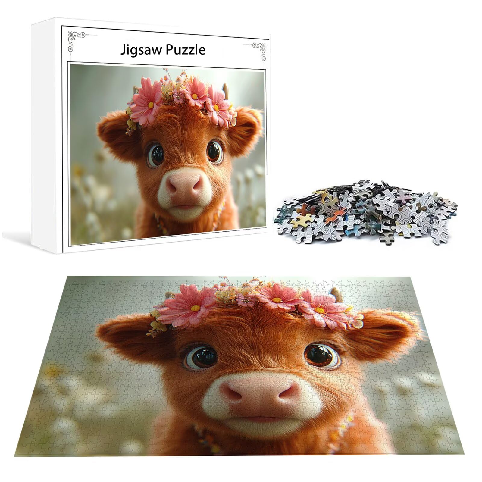 Zwierzę Puzzle 3000 sztuk Dorosły Wół Klasyczne Puzzle Panorama Trudno Niemożliwe Ogromna układanka Gra edukacyjna Wyzwanie Zabawka dla dzieci i Dorosłych od 14 lat Prezent Mężczyzna Kobieta