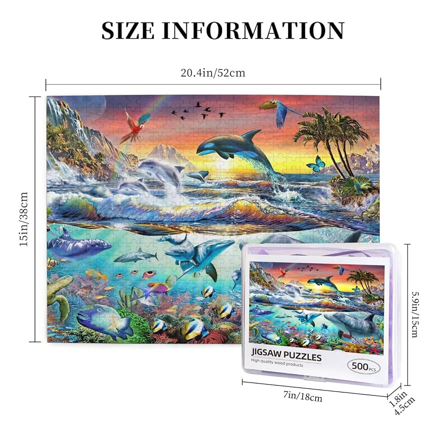 イルカと魚のパズル Amazon.co.jp: イルカ 海 青 アニマル 珊瑚 魚 ジグソーパズル