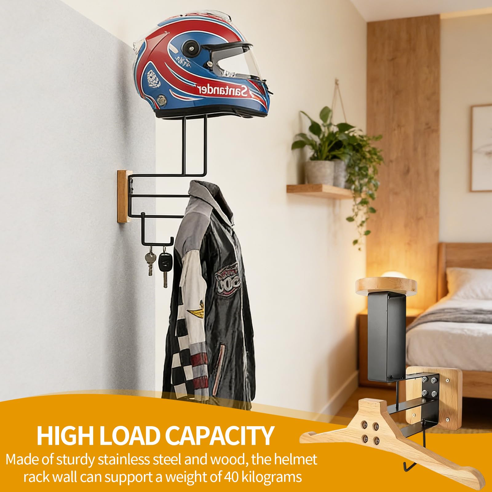 Helmhalterung Wand, Motorrad Garderobe Motorradhelm Halterung für Motorrad Fahrrad Rennsport Oberbekleidung SportausrüStung PräSentation