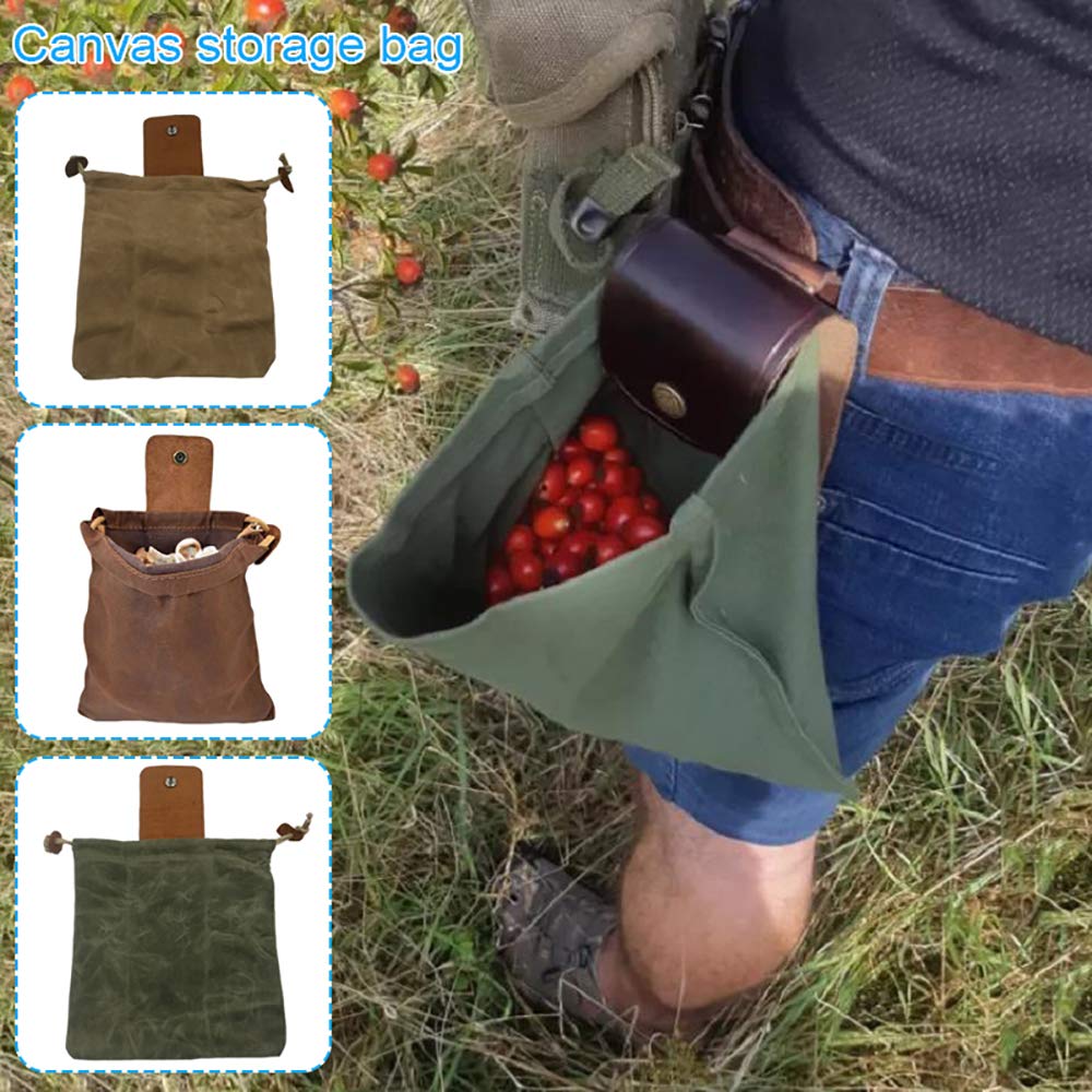 Hide & Drink Borsa Pieghevole Per Foraggiamento In Tela Cerata - Con Cinturino In Pelle - Fatto A Mano - 2