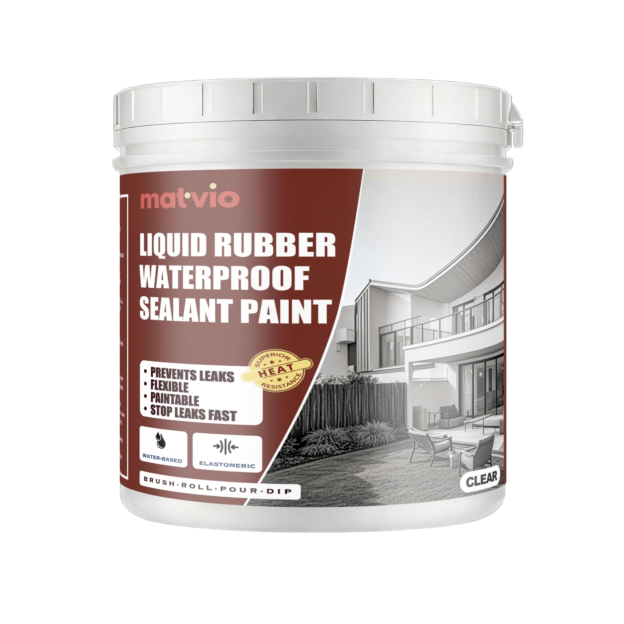 Matvio Crystal Clear Invisible Waterproof Agent - Elastic Liquid Rubber Waterproof Sealant for Shower, Tile & Bathroom Repair - Transparent Leak Stopper for Windows & Masonry - UV Resistant - 1L