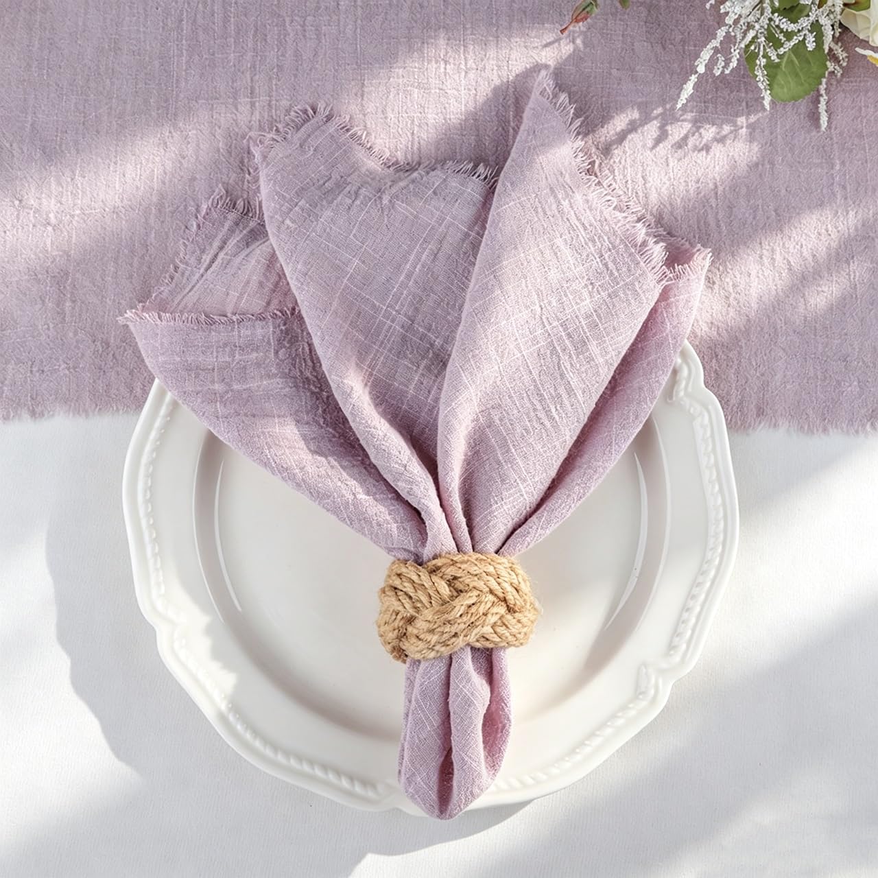 Cotton Napkins, 12 Pack, Kitchen Dining Table Napkins,Soft Decorative Cloth Napkins For Wedding, Rustic Boho Party, Valentine‘s Day, Thanksgiving,Party Dinner Daily Use(Purple,32x32cm)