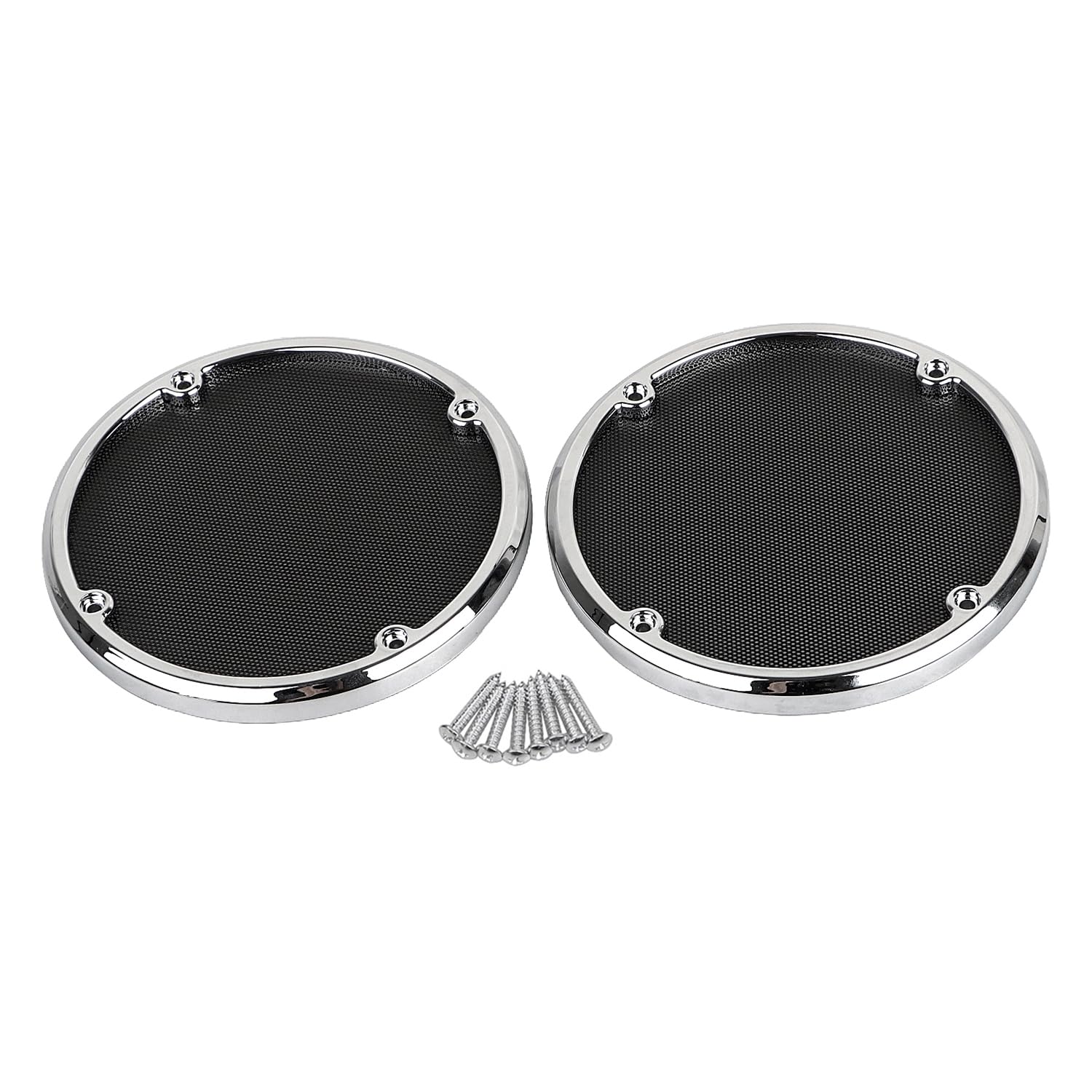 Rear Speaker Trim Grills Mesh Covers Fit for Harley Electra Road Tri Glide Ultra Classic Limited 2014-2023, Black+Chrome