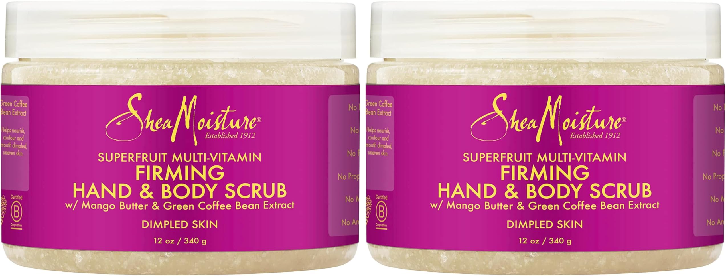 SheaMoisture Hand & Body Exfoliator SuperFruit Complex Exfoliating Scrub for Dry Skin with Shea Butter 12 oz (Pack of 2)