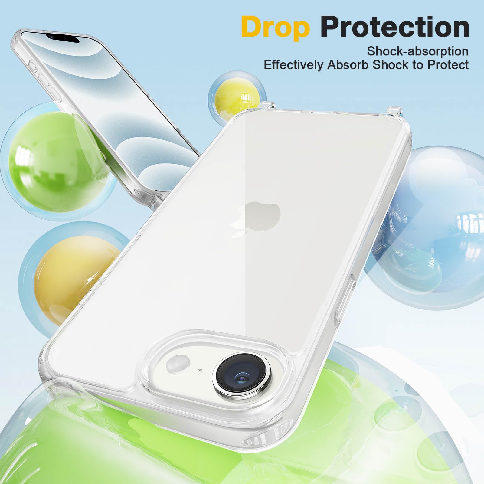 GOODVISH Cover Trasparente con Cordino per iPhone 16e, Custodia con Regolabile Collana per iPhone 16e 6.1", [Antiurto] [AntiGraffio] [Antiscivolo] Case con Laccio Tracolla, Oro Rosa