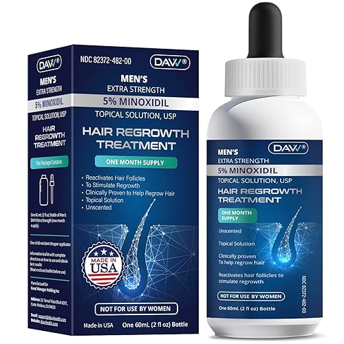 Minoxidil - Suero para el crecimiento del cabello para hombres Minoxidil 5 por ciento - Regeneración del cabello para hombres - Minoxidil para el