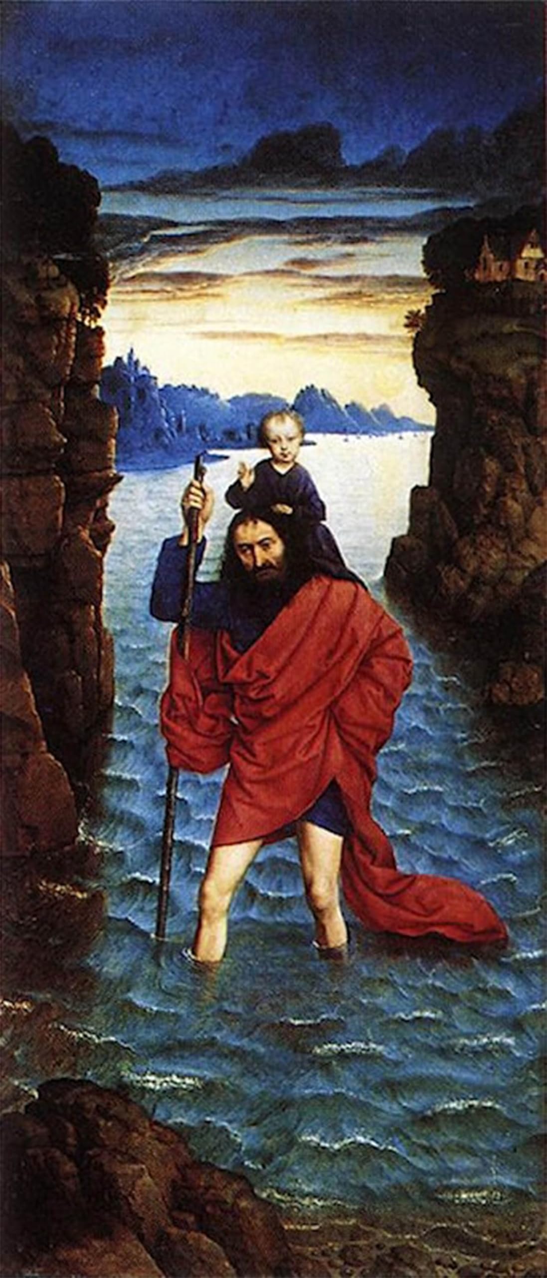 SERENDIPITP Vintage Picture Print on Canvas Wall Art Poster Saint Christopher by Dieric Bouts the Younger Artwork Print Poster for Wall Decor 60x90cm