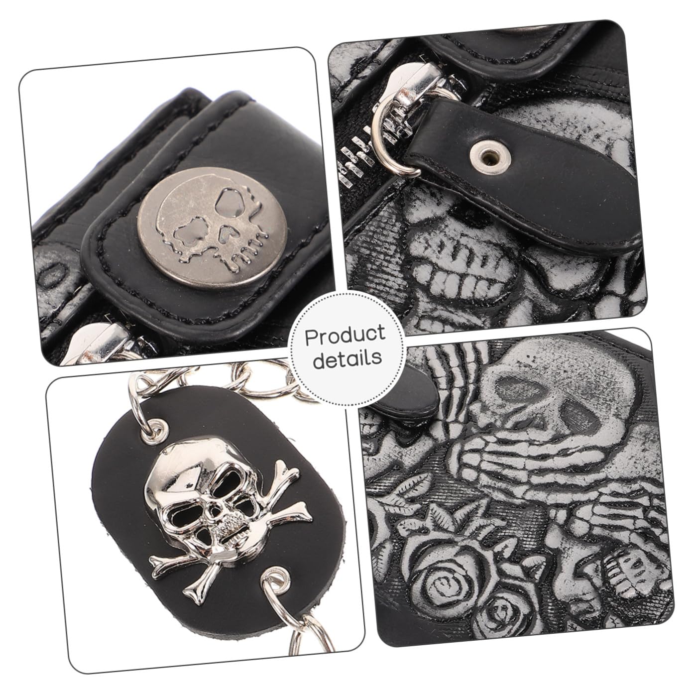Didiseaon Billetera Con Cadena Monedero Punk Bolsa Crossbody Con Motivo De Calavera Billetera Punk Billetera De Halloween Monedero Fantasma Cuero Esqueleto Hombres y Mujeres Cartera