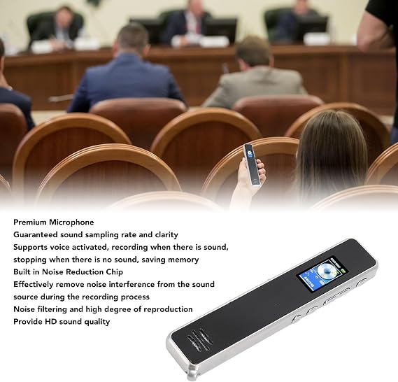 Digital Voice Recorder, Cassette Recorder, Premium Microphone, Noise Canceling, Voice to Text MP3 Player Playback, Voice Activated Recorder with Headphones, Toastmaster 32G 32G