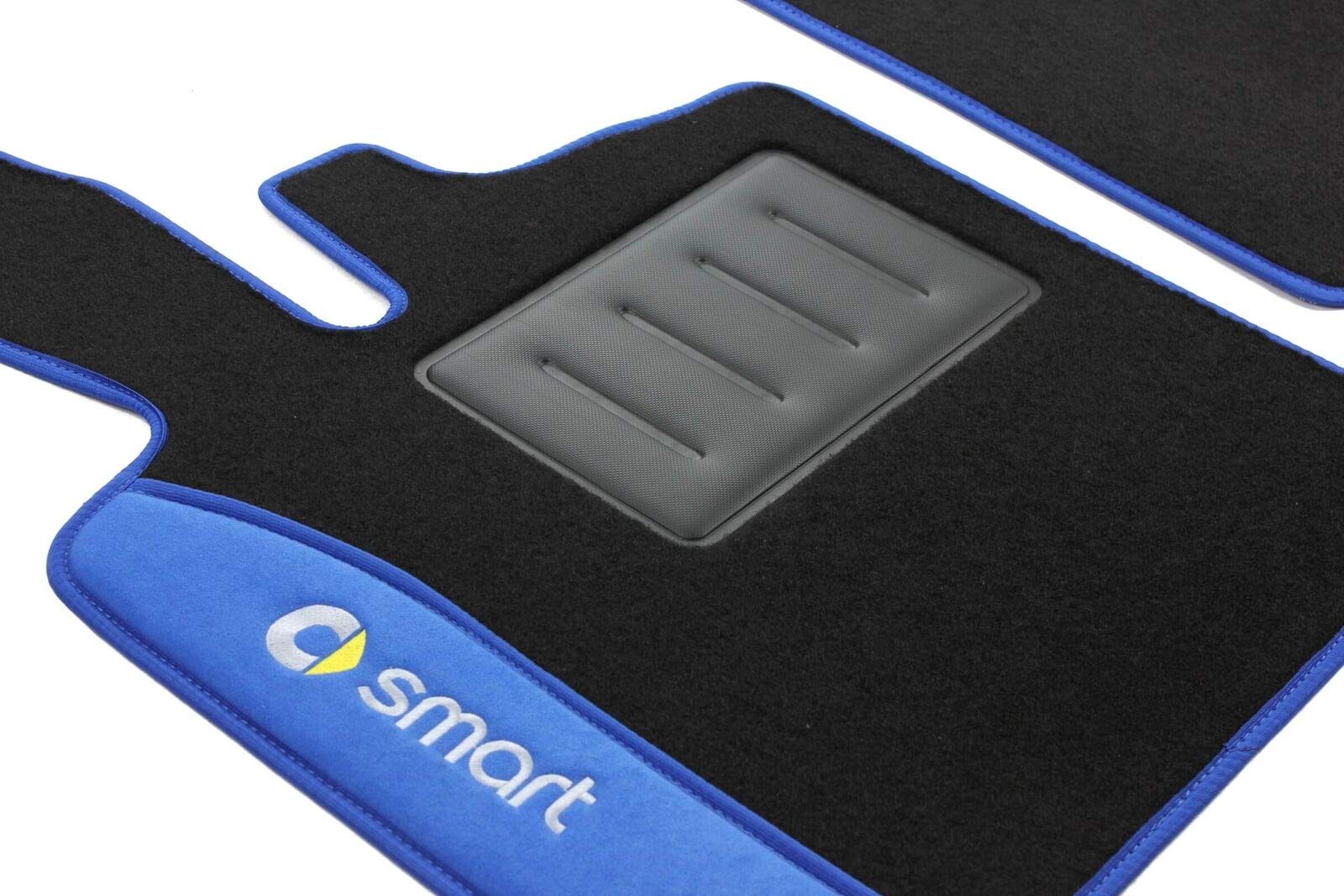 COLOR0000027B, Tappeti auto moquette antiscivolo, Su misura, 2 Ricami, Blu
