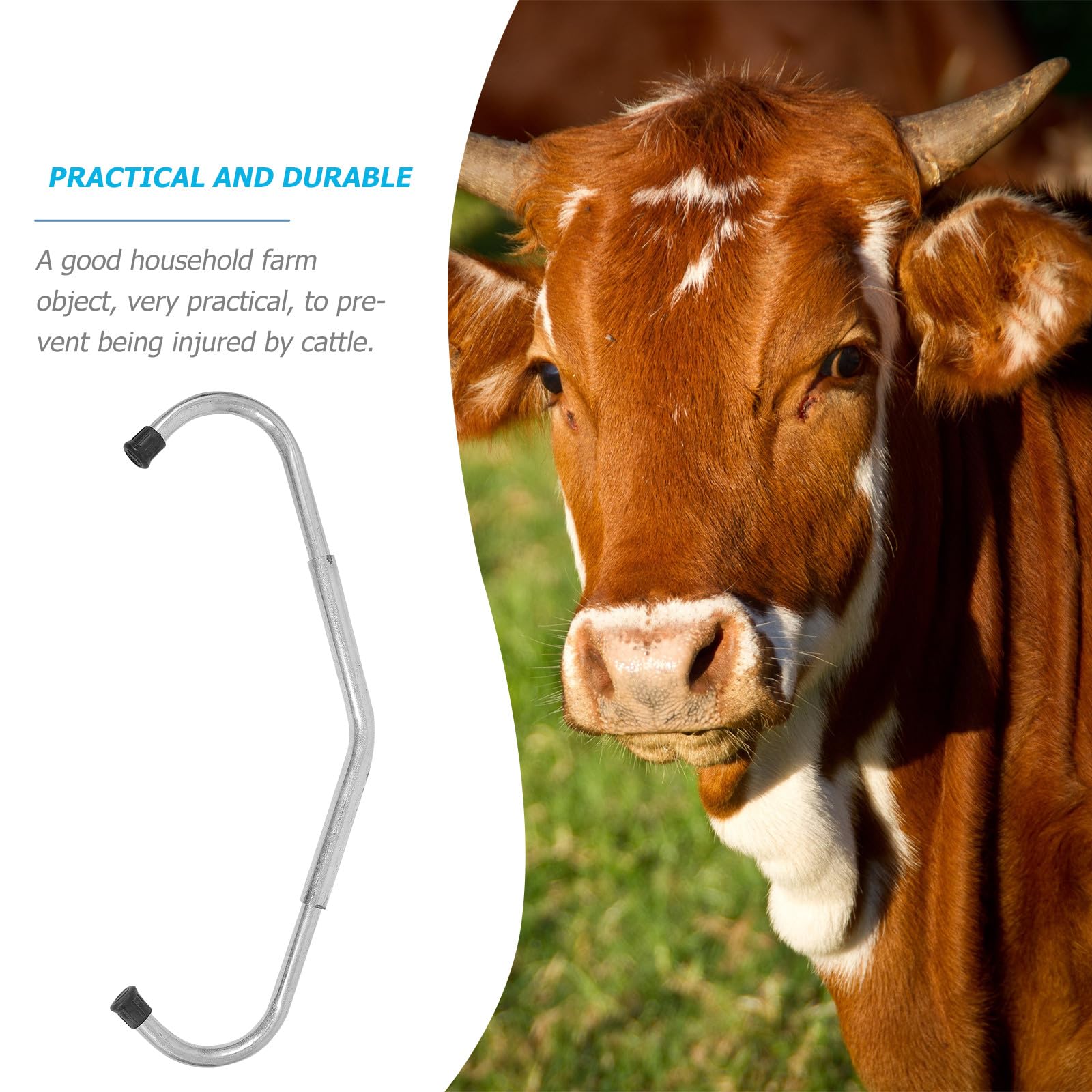 Luxshiny Accesorio Antipatadas Ajustable para Ganado Bovino, Varilla Galvanizada Desmontable, Equipo Veterinario Práctico para Manejo Seguro en Granja
