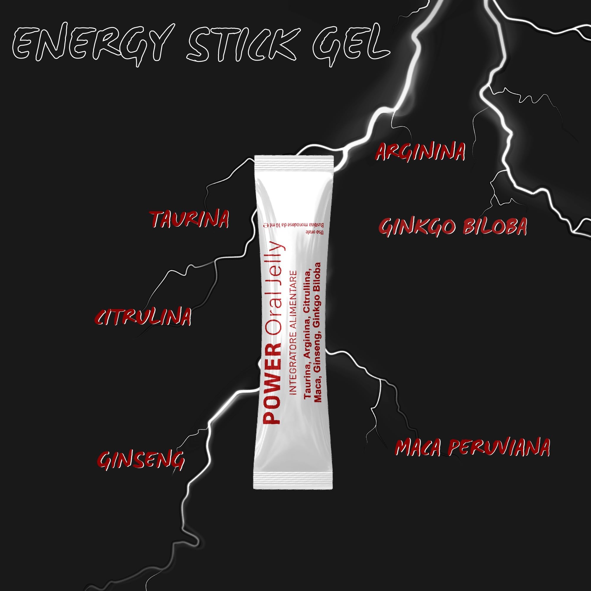 POWER Oral Jelly arginina alta titolazione in bustine monodose con Taurina, Arginina, Citrullina, Maca, Ginseng e Ginkgo Biloba, formulato per supportare aumentati fabbisogni nutrizionali