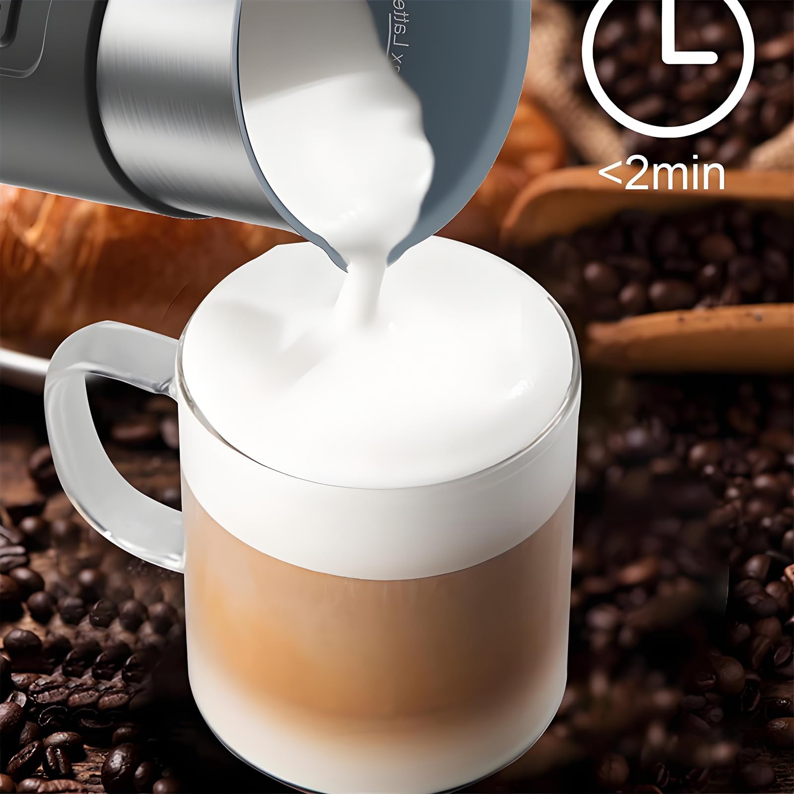 Calentador De Leche, Vaporizador De Leche 4-in-1electric Y Frother, Fabricante Automático De Espuma Fría De Acero Inoxidable, Viernes De Leche para Chocolate Caliente, Café con Leche, Capuchino