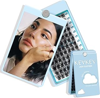KevKev Lash Clusters 96 Pcs Eyelash Clusters DIY Lash Extensions Cluster Lashes Soft and Thin Band with 360 Spin Mirror Suitubel for Eye Make Up Travel Use(Cloudy,D-10-16mix)