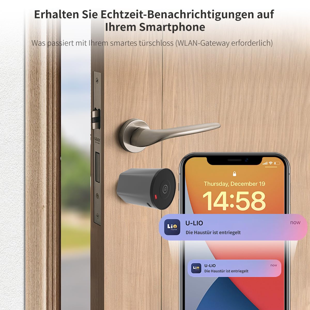 Serrure Porte Connectée Wifi avec Clavier,Cylindre 40/40 | Accès via Code, Cartes, APP,Clés.Pour les portes Airbnb/Bureau/d'entrée/derrière/jardin