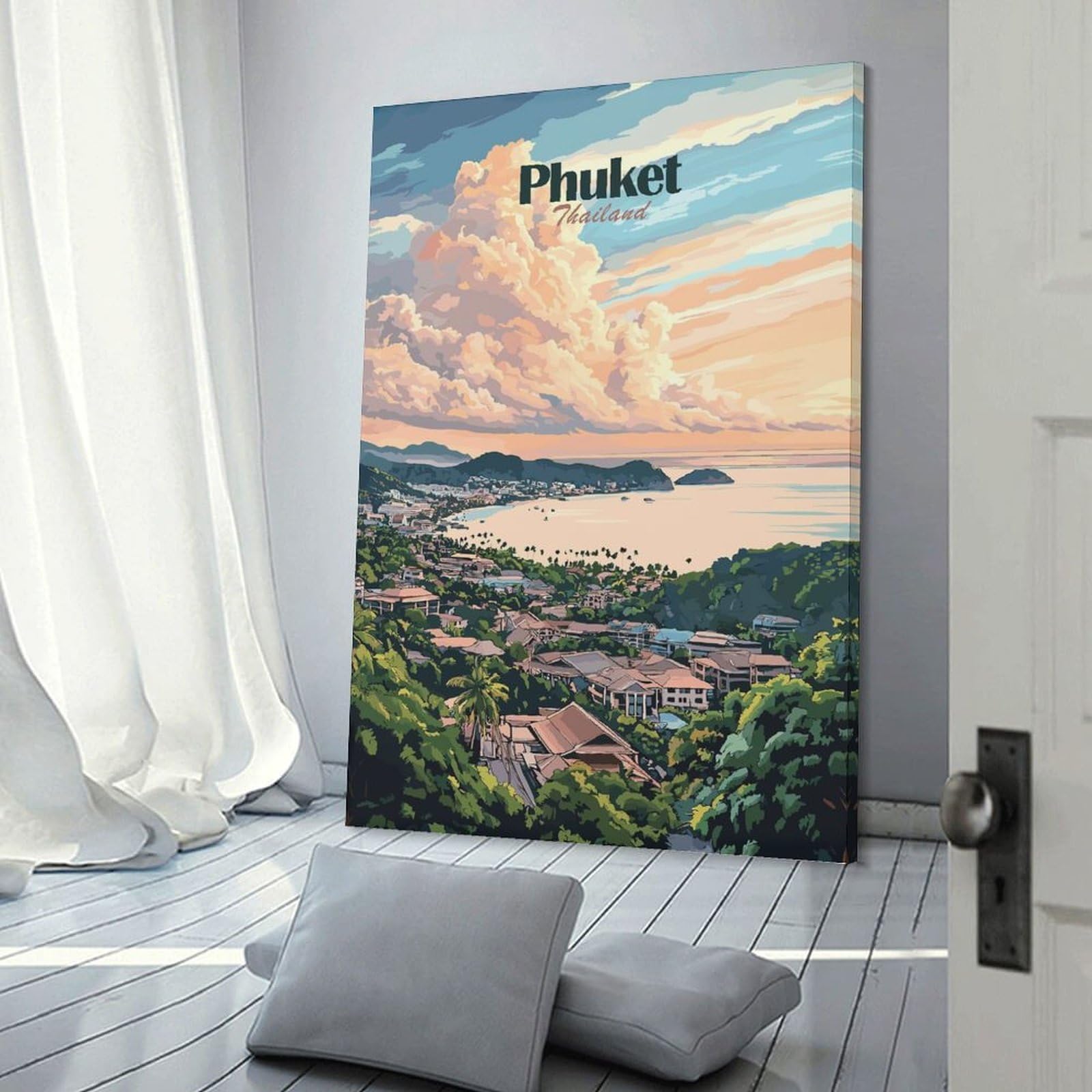 Junmoney Phuket, Thailand Sunset Canvas Art Print, 12x18inch(30x45cm), for Wall Displays, Bedrooms Or Room Updates, Home Wall Art for Statement Displays