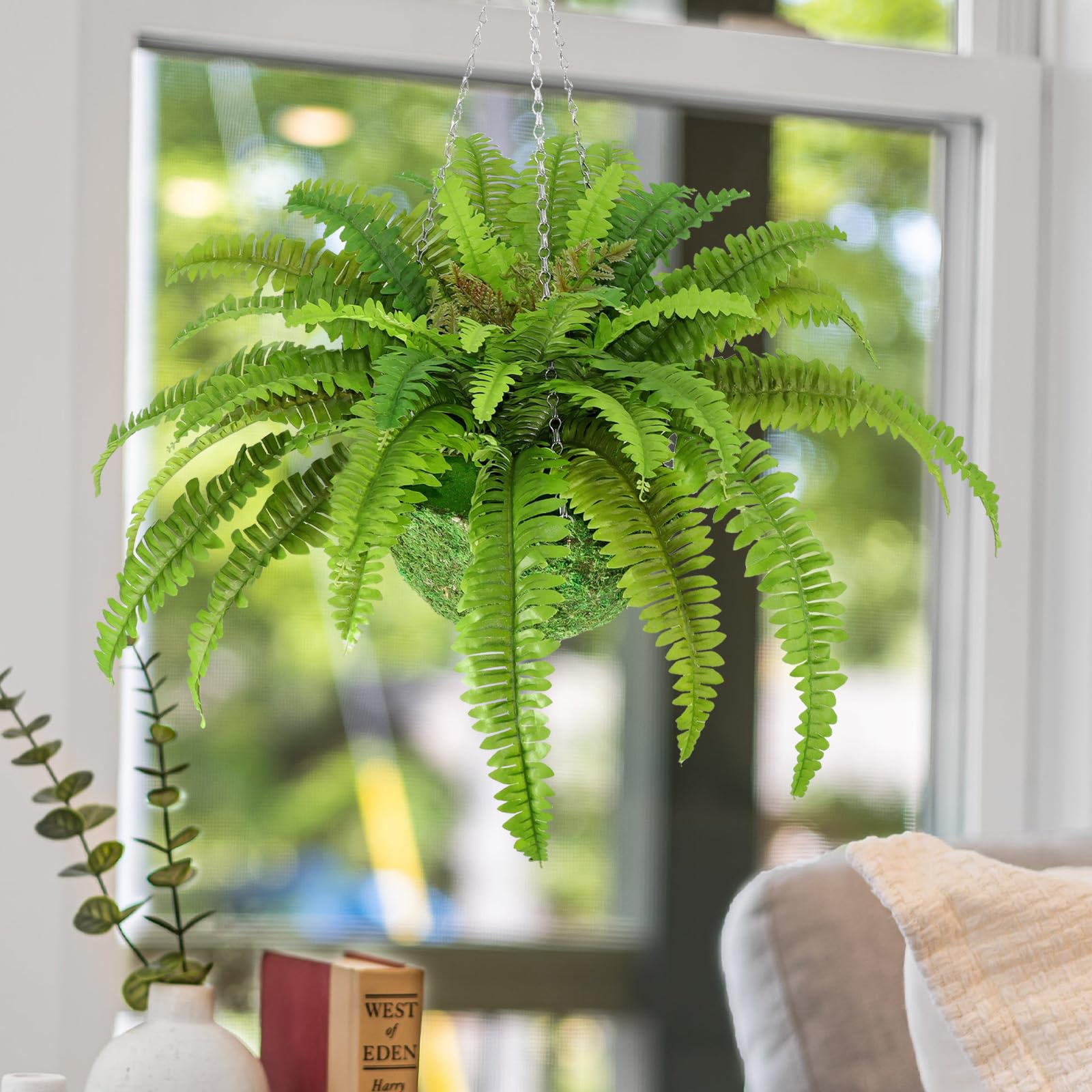 Amazon.co.jp: 屋外用人工シダ ハンギングバスケット 40インチ 大型