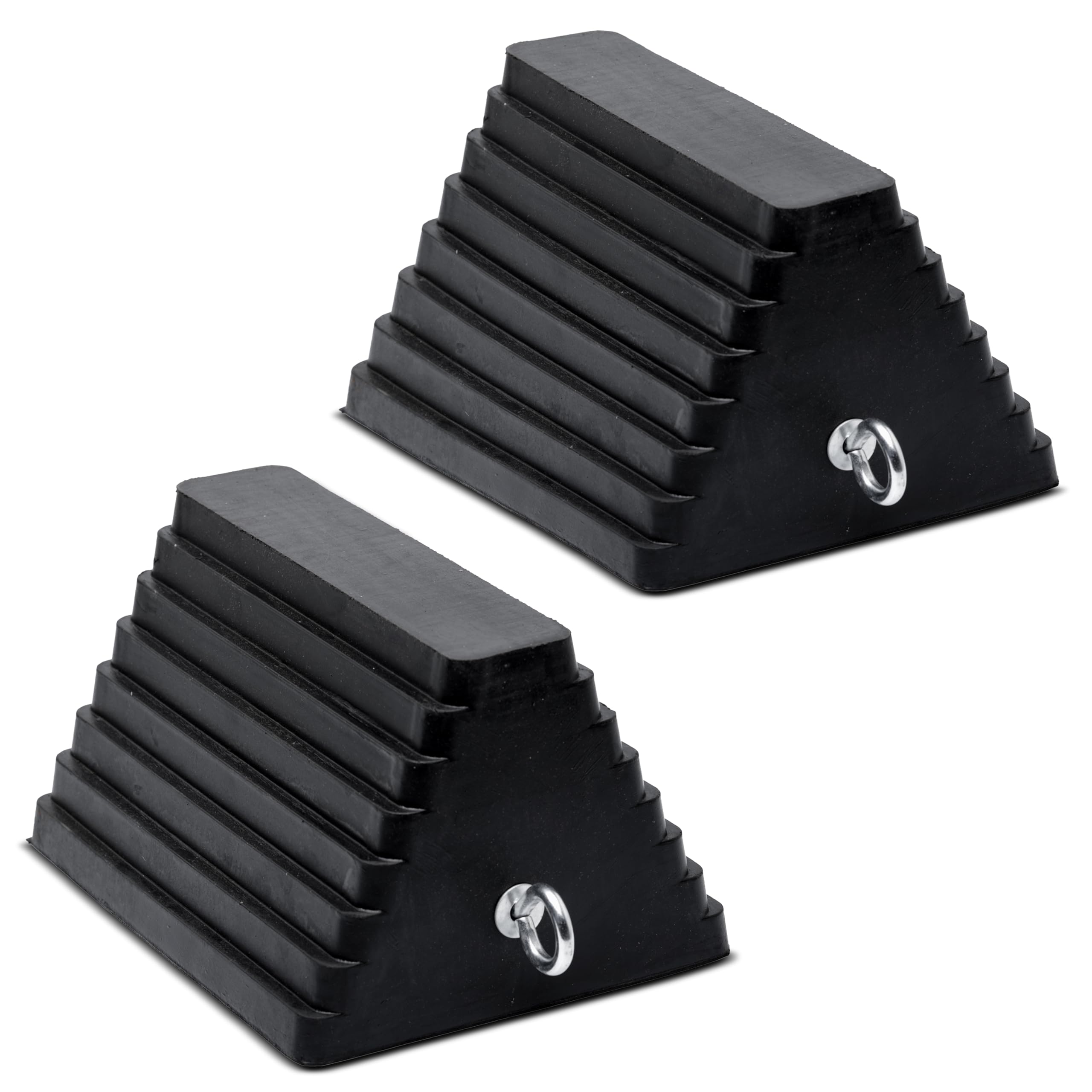 Vergo Industrial Extra Large Wheel Chock 2-Pack - Heavy Duty Molded Rubber XL Wheel Chock for Trucks, Trailers, RVs or Large Freight Equipment - Max