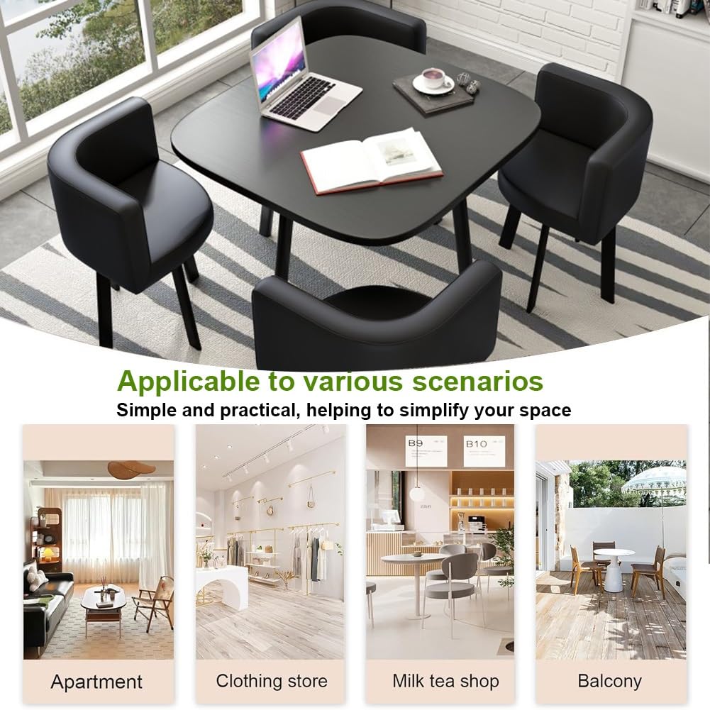Set da pranzo salvaspazio da 5 pezzi per 4 persone, tavolo da cucina in legno grigio chiaro per casa, appartamento, ufficio, sala conferenze
