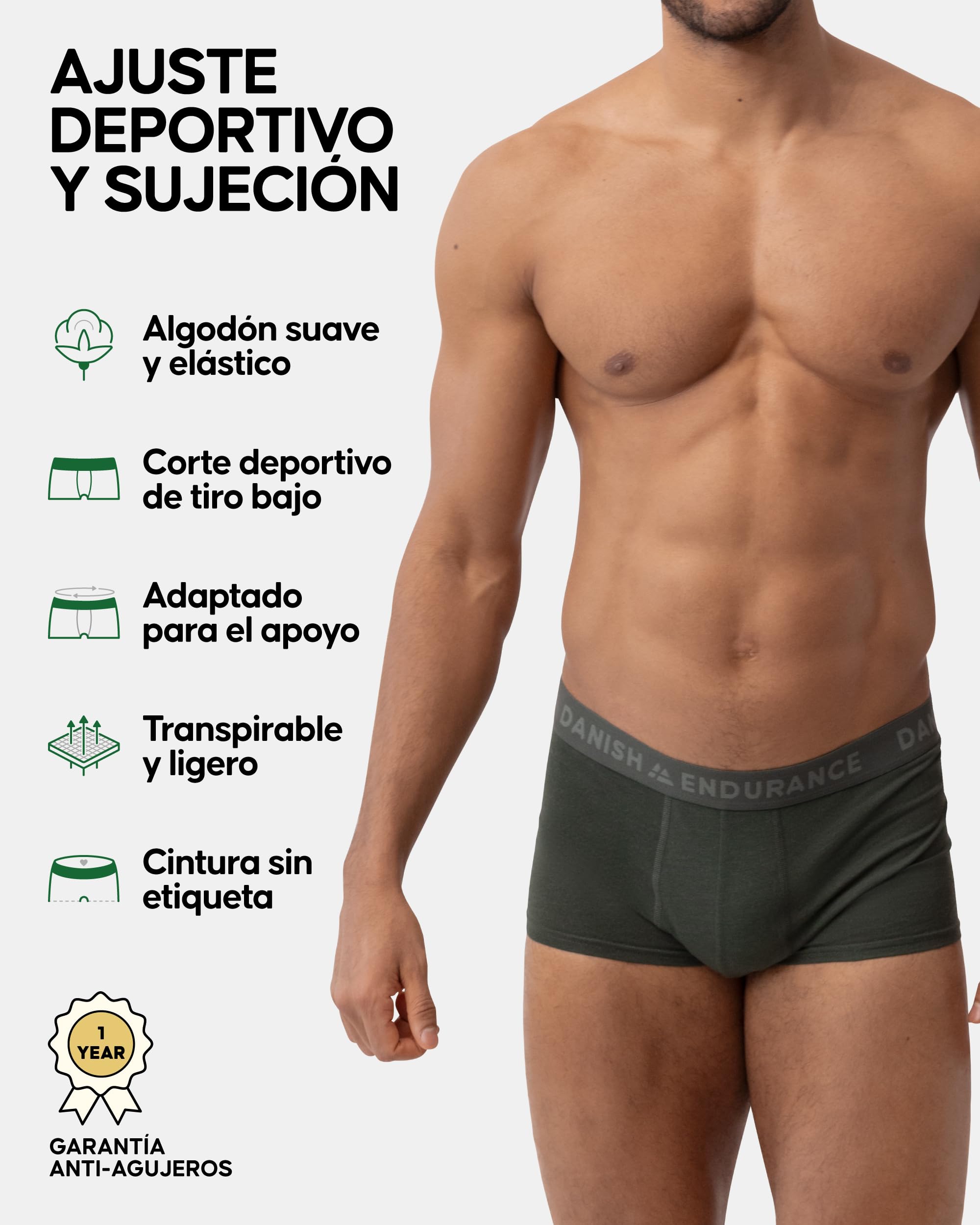 DANISH ENDURANCE Calzoncillos Boxer Hombre Cintura Baja, 6 Pack