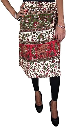 Mogul Interior Women's Beach Wrap Around Skirt Peacock Printed Hippie Chic Wrap Skirt