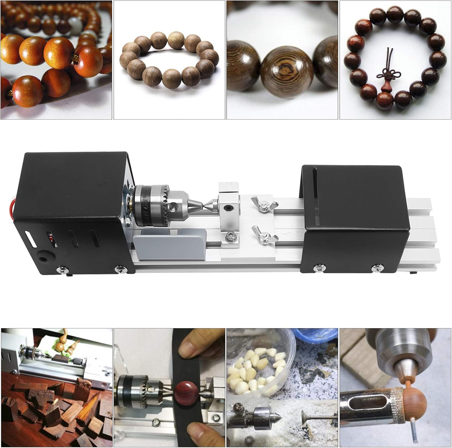 RELMON Mini CNC Lathe Machine Tool, Mini Lathe Beads Polisher Machine Kit, DIY Wood Lathe Milling Machine Grinding Polishing Beads Drill Rotary Tool Set, Grey : Tools & Home Improvement
