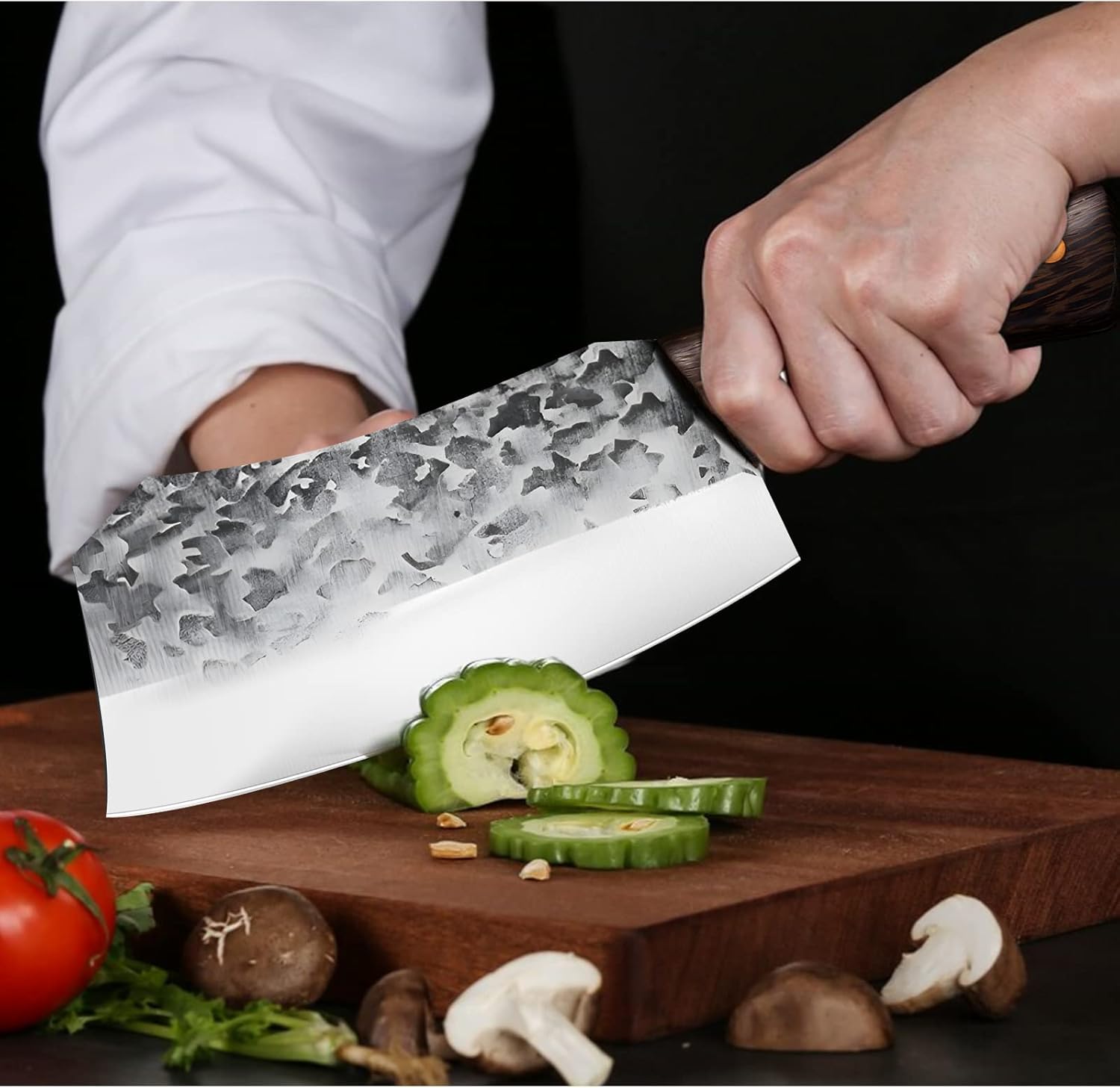 ZENG Meat Cleaver Knife, Butcher Knife Heavy Duty Kitchen Knife Stainless Steel Bone Chopping Cutting Chef knives Sharp Blade Boning Knife for Home Kitchen Camping BBQ Restaurant