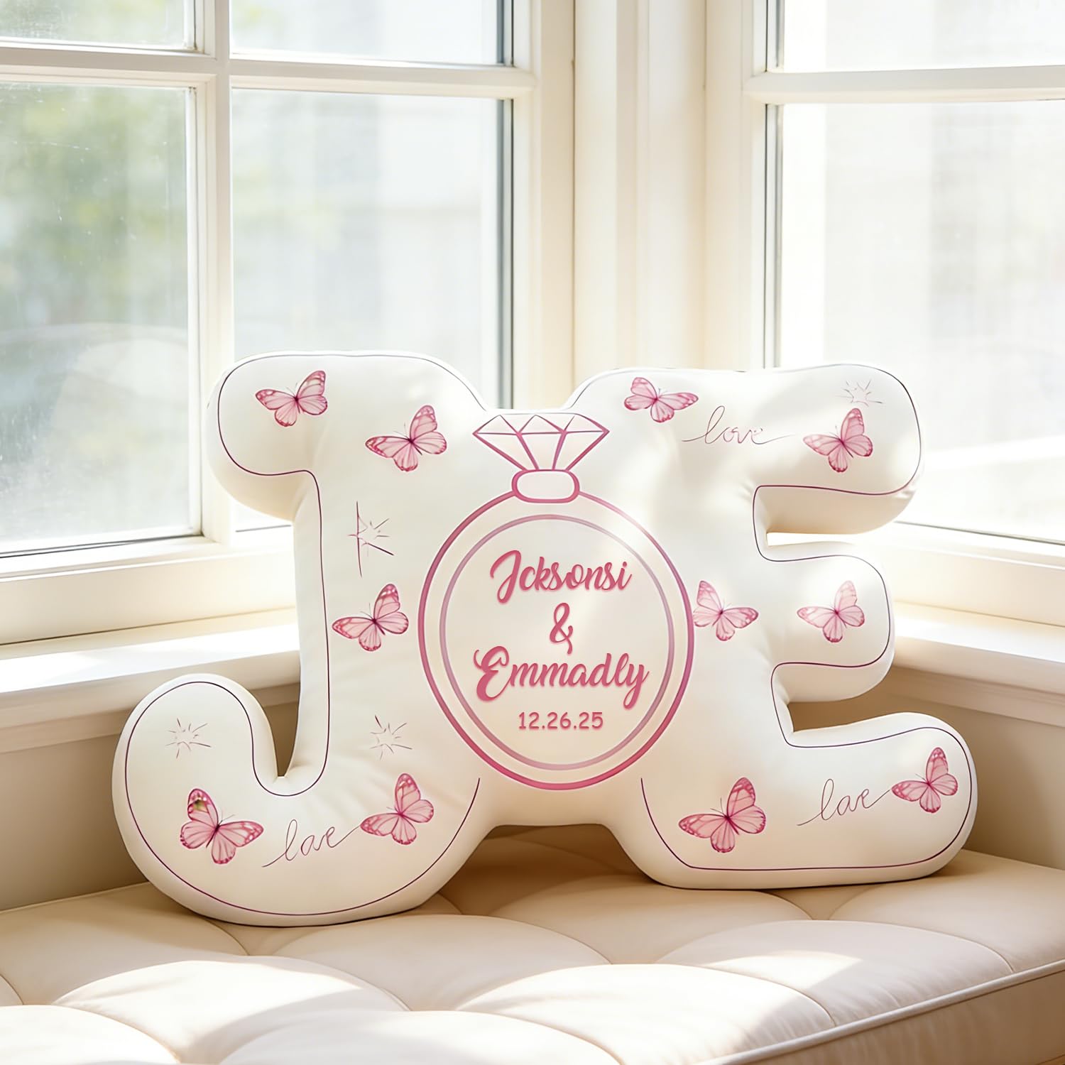 Cuscino per coppia di cuori con lettera personalizzata, cuscino con iniziale del nome, stampa 2D, cuscino decorativo per San Valentino, per divano, soggiorno, letto, Natale, San Valentino, regali di