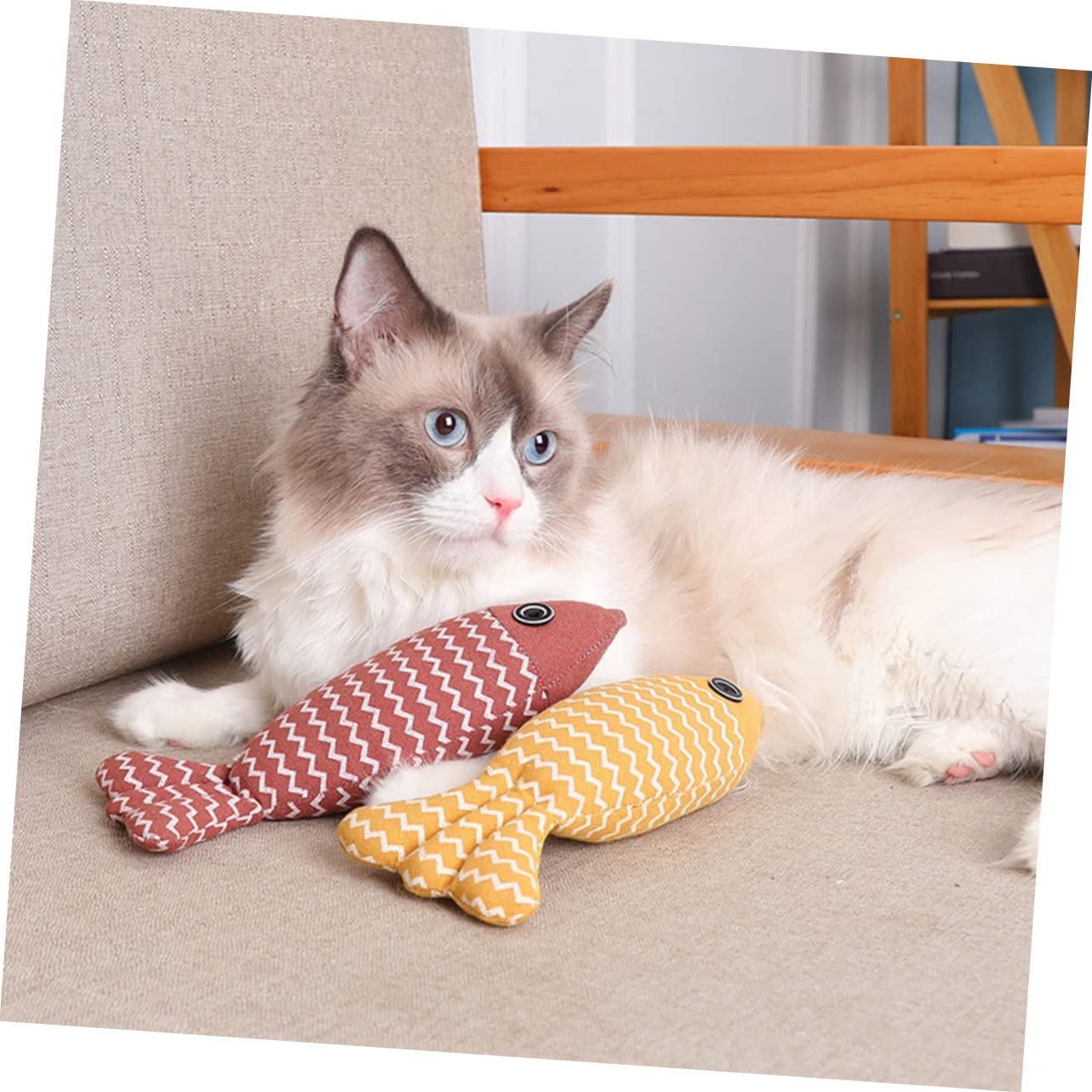 Kisangel 9piezas Juguetes para Gatos Hierba Gatera Juguetes De Molar para Mascotas Diseño De Pescadito para Estimulación y Diversión Interiores