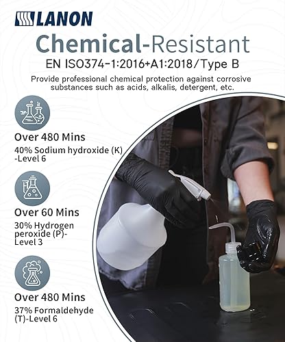 Miniatura 6 de LANON - Guantes desechables de nitrilo seguros para alimentos, sin látex, sin polvo, sin silicona, puntas de los dedos texturizadas, para cocinar,