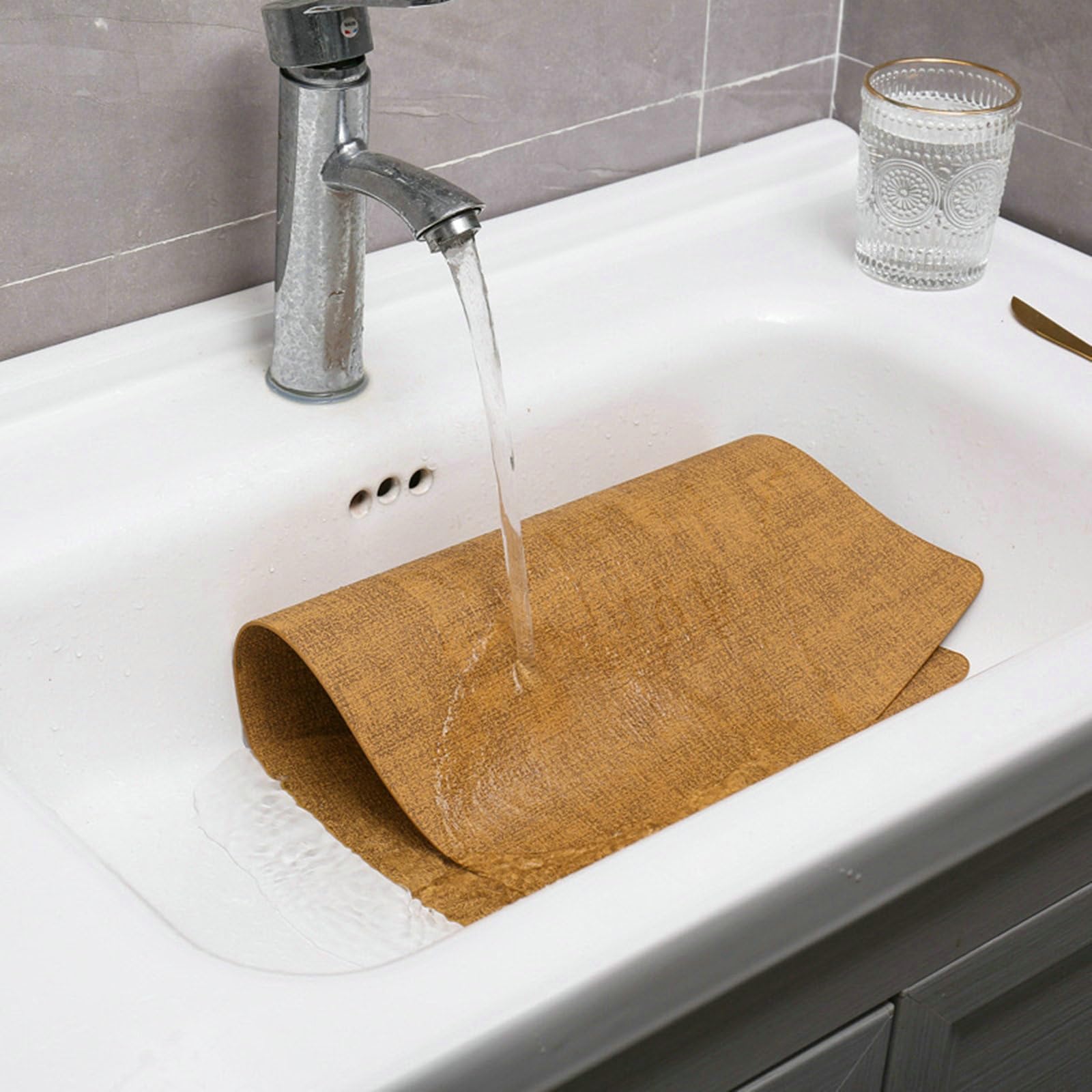 Tischset 8 Stück, Platzset Gelb 30x34x48CM Leder Einfarbig rutschfest Platzmatten für Küche