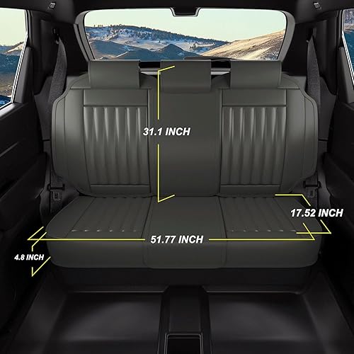 Miniatura 3 de FEELON Fundas de asiento trasero de automóvil de 3 piezas, protectores de asiento trasero de automóvil de piel napa impermeables, ajuste interior