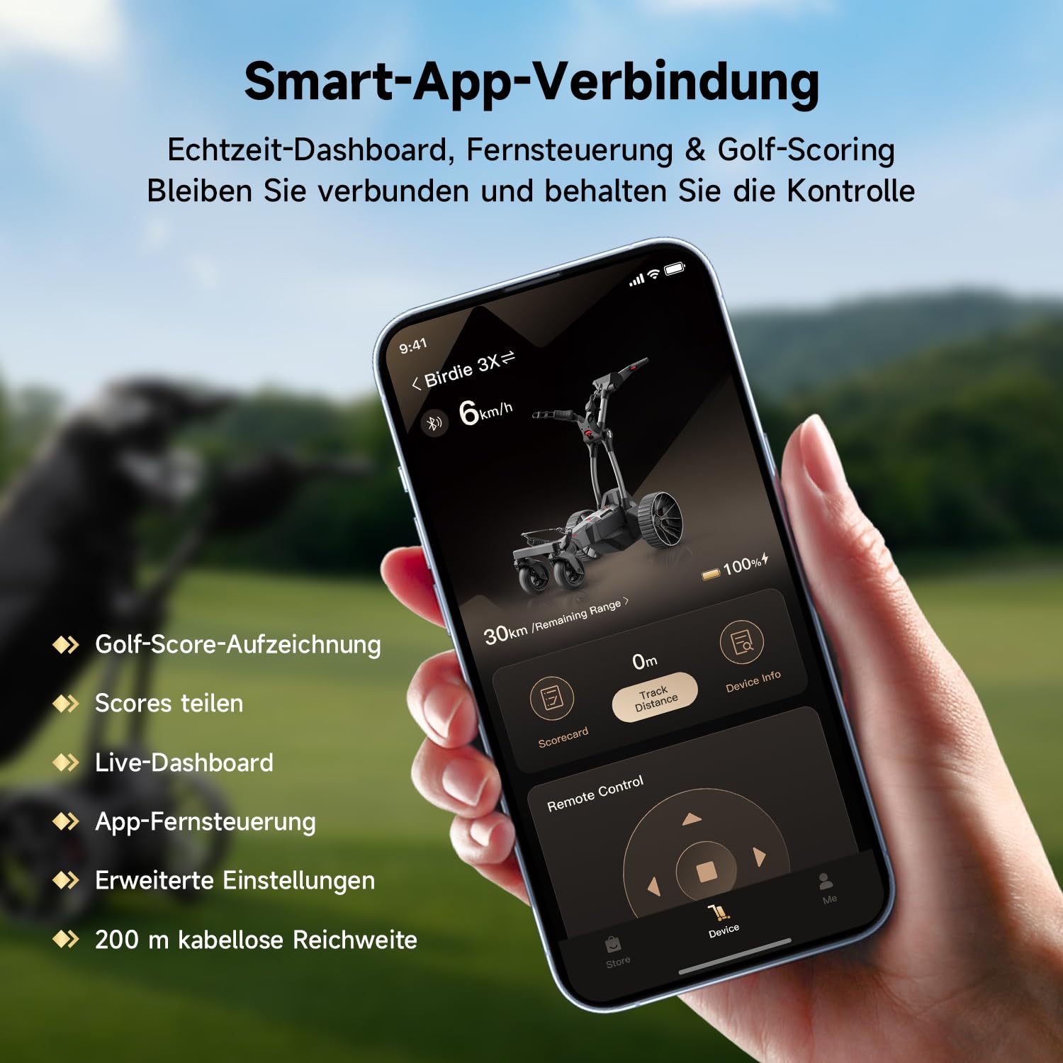 NAVEE Golf Trolley Elektrisch, Electro Golf Trolley Klappbar, Birdie 3X, Follow Me, Lithiumakku für 36 Loch, Dynamische Power-Hilfe mit KI-Steuerung, Dual Motor Bergabfahrbremse, IPX5 viel Zubehör
