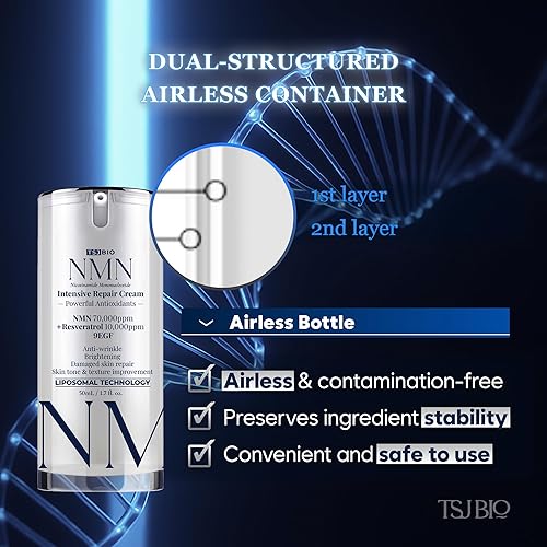 Miniatura 4 de Crema de renovación intensiva NMN - Lujoso tratamiento nocturno con NMN 70,000PPM, resveratrol y crecimiento 9