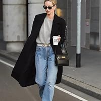 Vista 190 de Cinturón de cuero clásico con hebilla de metal para mujer con vestido de jeans Aah-negro-clásico