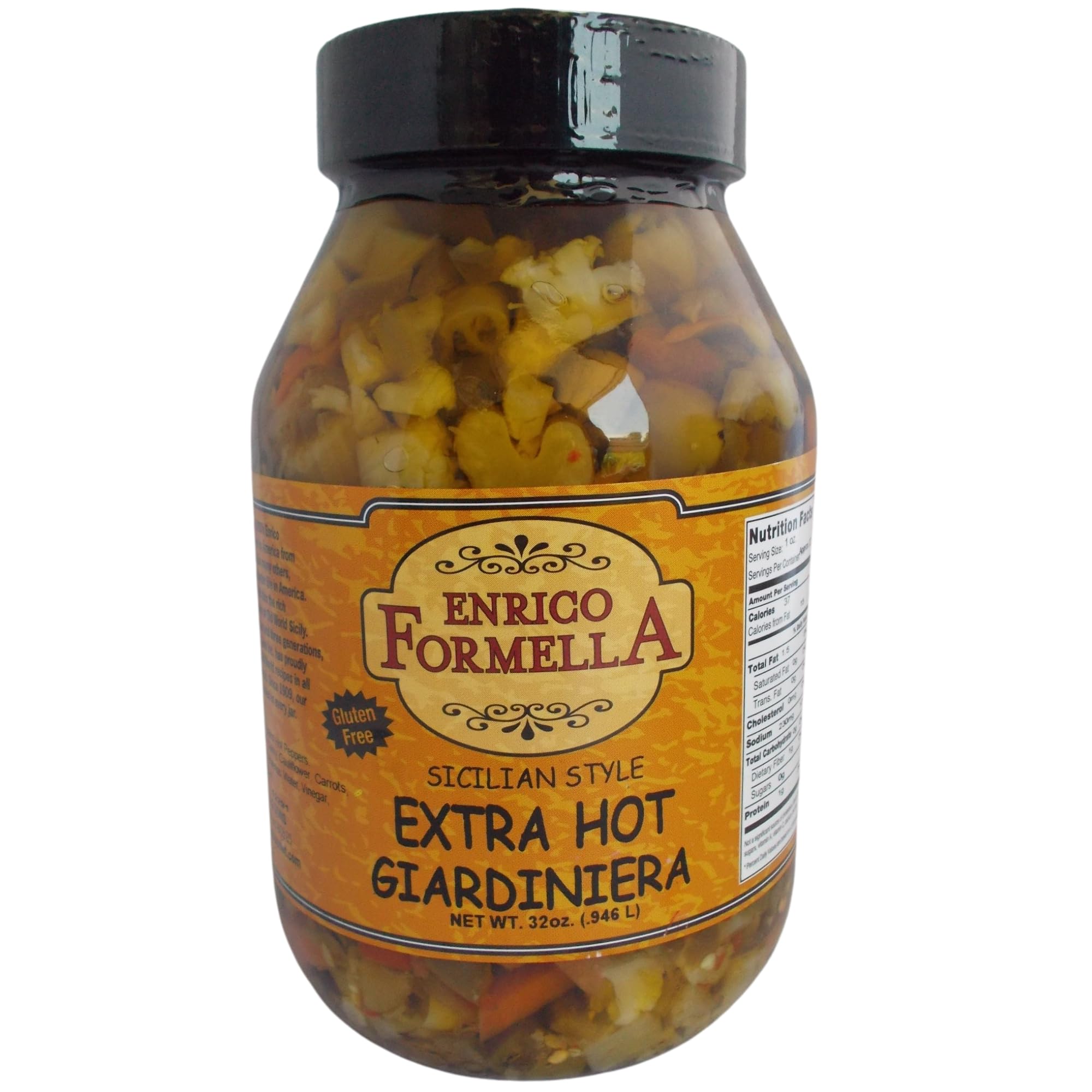 Enrico Formella | Extra Hot Giardiniera | Italian - Chicago Style Hot Pickled Vegetables 32oz.