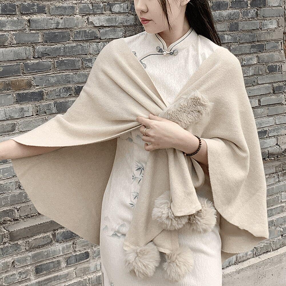 Cape Hiver Femme Cardigan Châle Femme Laine Mérinos - Grande Taille | Poncho Chaud Automne Hiver | 100% Laine Naturelle Châle Oversize Automne Hiver