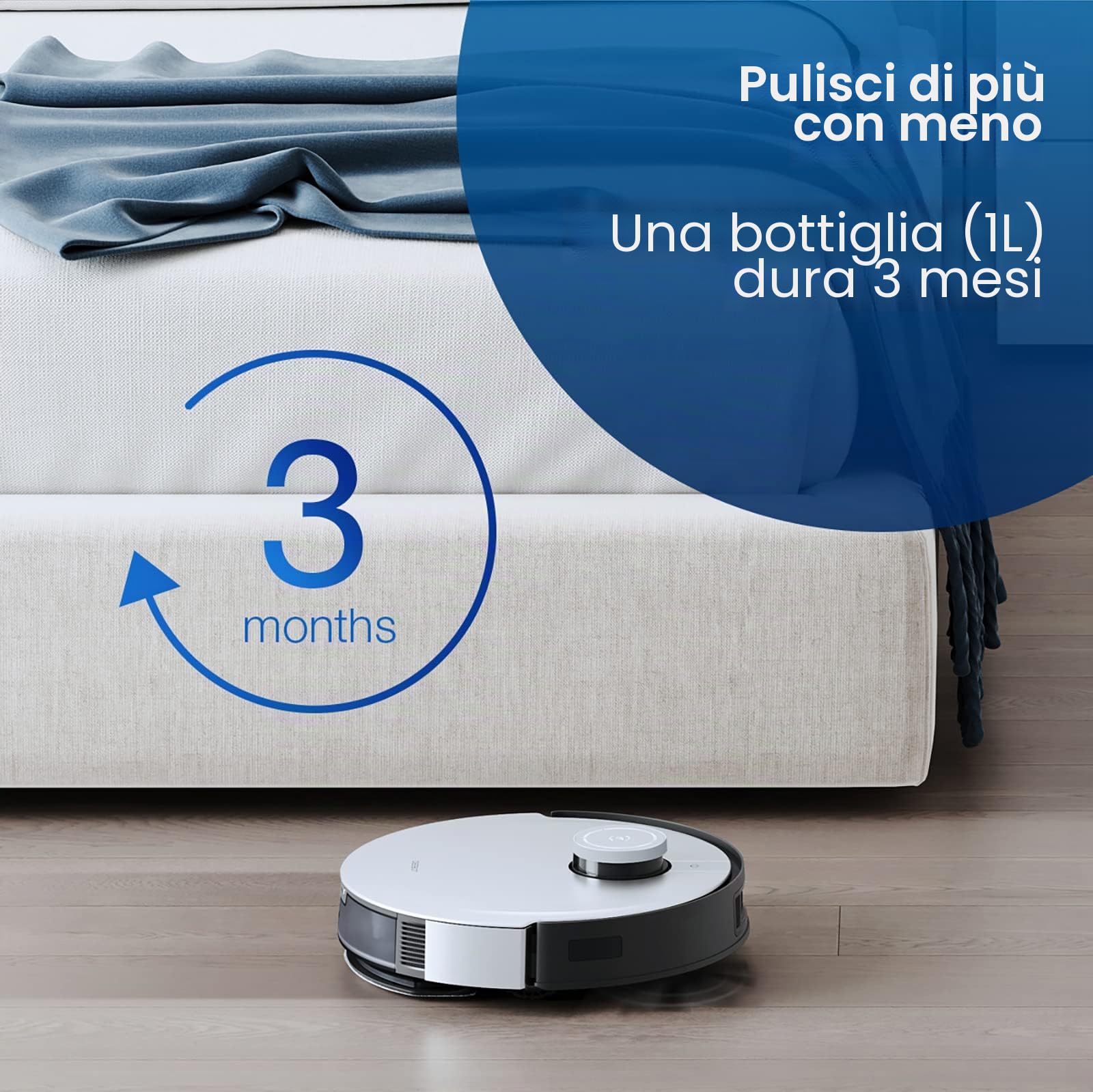 ECOVACS Soluzione detergente 1L per Robot Aspirapolvere Lavapavimenti della DEEBOT X1/X2/X5/X8/X9/X11/T10/T20/T30/T50/T80/N20/N30/MINI, accessorio originale