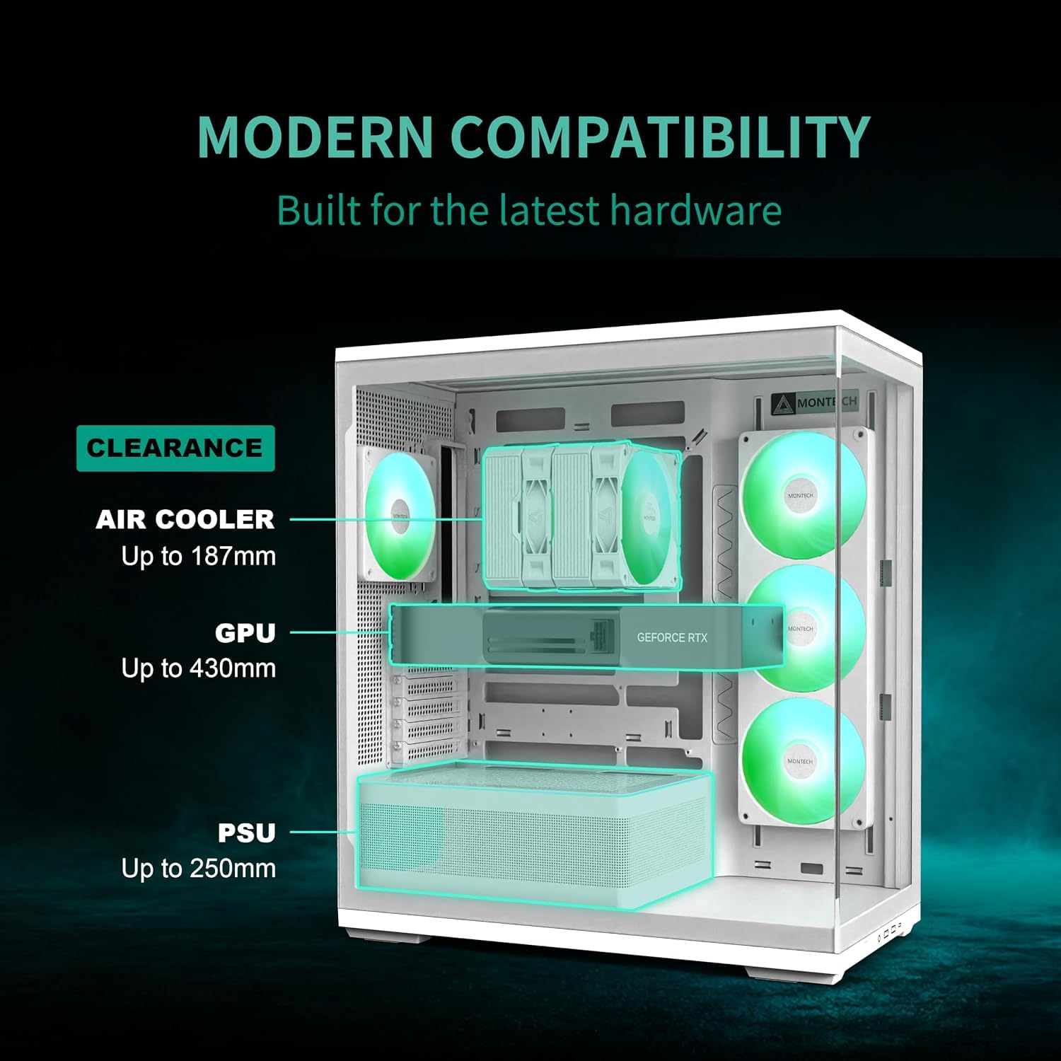 MONTECH TG3 High Airflow ATX - Carcasa para PC de torre media, lista para