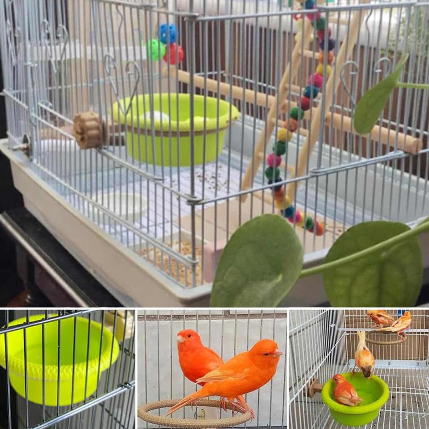 MEISO Baignoire Pour Oiseaux Suspendus, Baignoire Douche Pour Perroquets Canaris, Accessoires De Cage D'Oiseaux En Plastique (A)