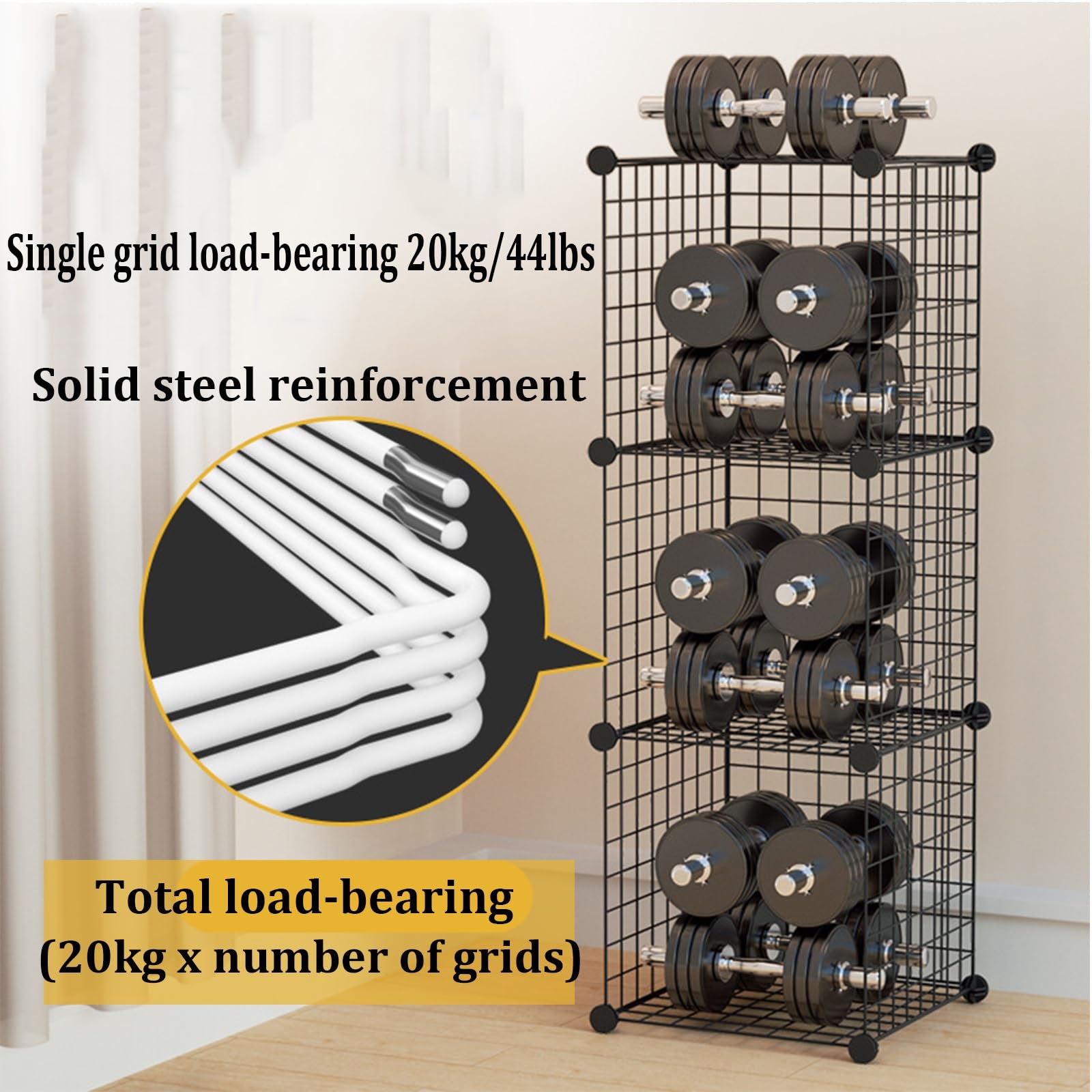 Boîtes de rangement empilables pour casques de sécurité, grand support réglable à roulettes, présentoir à casques sur pied pour la maison, le chantier ou l'usine(White,4 grids)